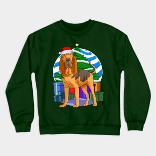 Bloodhound Dog Cute Santa Christmas Gift Crewneck Sweatshirt